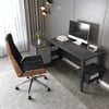 Ultic Gray Reversible L-Shaped Desk & Faux Leather Office Chair Set  with Wheels