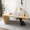 Ensemble de bureau industriel en bois naturel et de chaise de bureau en cuir (1400 mm)