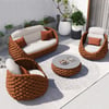 Cocaro 4-Piece Outdoor Rope Weave Swivel Sofa Set with Coffee Table in Orange