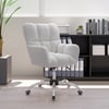 Modern White Fabric Swivel Office Chair with Adjustable Height