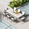 9-Piece Outdoor Extendable Dining Set with 8 Rope Weave Chairs in Gray(64"-84")