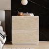 24" Travertine 2-Drawer Nightstand Set of 2