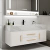 Modern 39" White Floating Single Bathroom Vanity with Sintered Stone Top and Sink