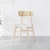 Japandi Bleached Wood PU Leather Upholstered Dining Chair with Wooden Legs, 6 Pieces