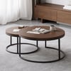 Table basse gigogne ronde Fero 60–80 cm en noyer