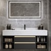 Modern 1001 mm Floating Single Bathroom Vanity with Sink in Black, Sintered Stone Top