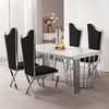 Set of 2 Affordable Luxury Modern Dining Chairs Silver with PU Leather Upholstery Black