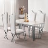Set of 2 Affordable Luxury Modern Dining Chairs Silver with PU Leather Upholstery White
