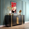Aurea 63" Black Wood Sideboard Buffet Cabinet with 2 Doors 2 Shelves