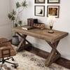 Farmhouse 180 cm Rectangular Light Walnut Solid Wood Desk