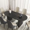 Modern 79"-95" Extendable Oval Black Matte Sintered Stone Dining Table, Seats 6-10