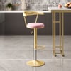 Modern Adjustable Swivel Bar Stools or Counter Stools with Velvet Upholstery Pink