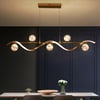 6-Light LED Linear Kitchen Island Lighting in Gold with Glass Globe Shade Dimmable