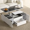 Modern Sintered Stone Lift-Top Coffee Table with Drawers