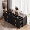 Chanor 47" Glass Top Black 6-Drawer Dresser with Jewelry Display