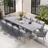 11-Piece Outdoor Extendable Dining Set with Aluminium Table and 10 Woven Chairs in Gray