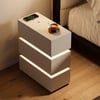 Lumio White 3-Drawer Narrow LED Bedside Table with Charging Station