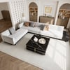 157" Modern Corner L-Shaped Sectional Sofa Cotton & Linen & Black Square Coffee Table