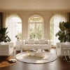 Axial Boucle Upholstered Accent Chair 2007 mm Boucle Fluted Sofa with Gold Legs & Pillows