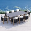 9-delige eetset van imitatiemarmer voor buiten met stoelen van geweven touw voor 8 personen (2200 mm)