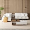 Modular Leather Sectional Sofa Set with Walnut Coffee Table