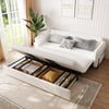 200 cm 3-Seater White Corduroy Convertible Sleeper Sofa with Storage & Pillows