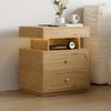 Krila Natural LED Nightstand with Charging Station, Set of 2
