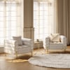 Axial Performance Leather Upholstered Lounge Accent Chair with Armrest & Gold Legs, Set of 2