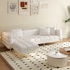 Axial 91" 2-Piece Performance Leather Sectional Sofa with Ottoman, Gold Legs & Pillows