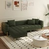 91" Axial 2-Piece Boucle Sectional Sofa with Ottoman, Gold Legs & Pillows
