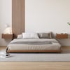 Japanese Style Queen Low Bed Frame Walnut Floor Bed & Floating Wooden Nightstands Set