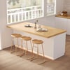 Isla de cocina de estilo Japandi de madera natural y blanco de 1830 mm con luz