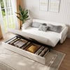 170 cm 3-Seater Warm White Boucle Convertible Sleeper Sofa with Storage & Pillows