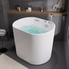 39" Compact Deep Oval Acrylic Whirlpool Bathtub with Massage Jets & Thermostatic Control