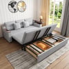 2108 cm Queen Cotton & Linen Pull-out Sofa Bed with Storage