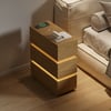 Lumio Natural 3-Drawer Narrow LED Nightstand with Charging Station, Set of 2