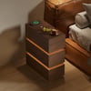 Lumio Walnut 3-Drawer Narrow LED Bedside Table with Charging Station