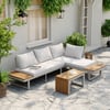 Ensemble de canapé modulaire d'extérieur Slatera en acacia et aluminium gris clair