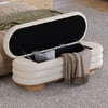 71"W Modern White Bedroom Storage Bench Boucle Upholstery with Wood Legs