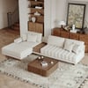 Vewal 3200 mm L-Shaped Modular Cotton-Linen Sectional Sofa Set with 889 mm Square Coffee Table