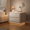 Modern 2-drawer off-white MDF Bedside Table with USB and Lighting