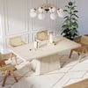 Modern 79" Rectangular Faux Travertine Dining Table, Indoor/Outdoor, Seats 6