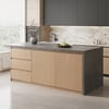 Japandi 183 cm Wood Kitchen Island with Storage, Concrete Grey & Natural