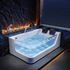 71" 2-Person Whirlpool Bathtub with 16 Massage Jets & Thermostatic Control & LED