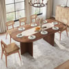 Modern Oval Walnut Dining Table with Faux Travertine Top for 8 People
