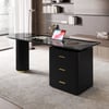 Modern 71" L-Shaped Curved Desk with Sintered Stone Top