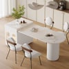 Îlot de cuisine extensible 180-210 cm avec plateau en pierre frittée brillante, placards et LED