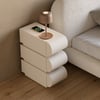 Humply White Faux Leather Narrow Nightstand with Charging Station, Set of 2
