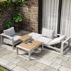 Conjunto de jardín Slatera con 2 sofás, 1 silla y 1 mesa de centro de madera acacia y aluminio