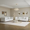 Axial 2010 mm Leather Fluted Sofa with Gold Legs & Pillows Set of 2